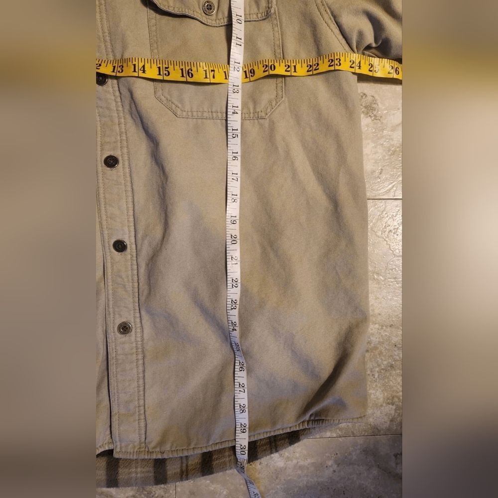 O42 Levi Strauss & CO Mens Cream Button-Up Work Barn Jacket Brown & Cream Lining - Picture 8 of 10